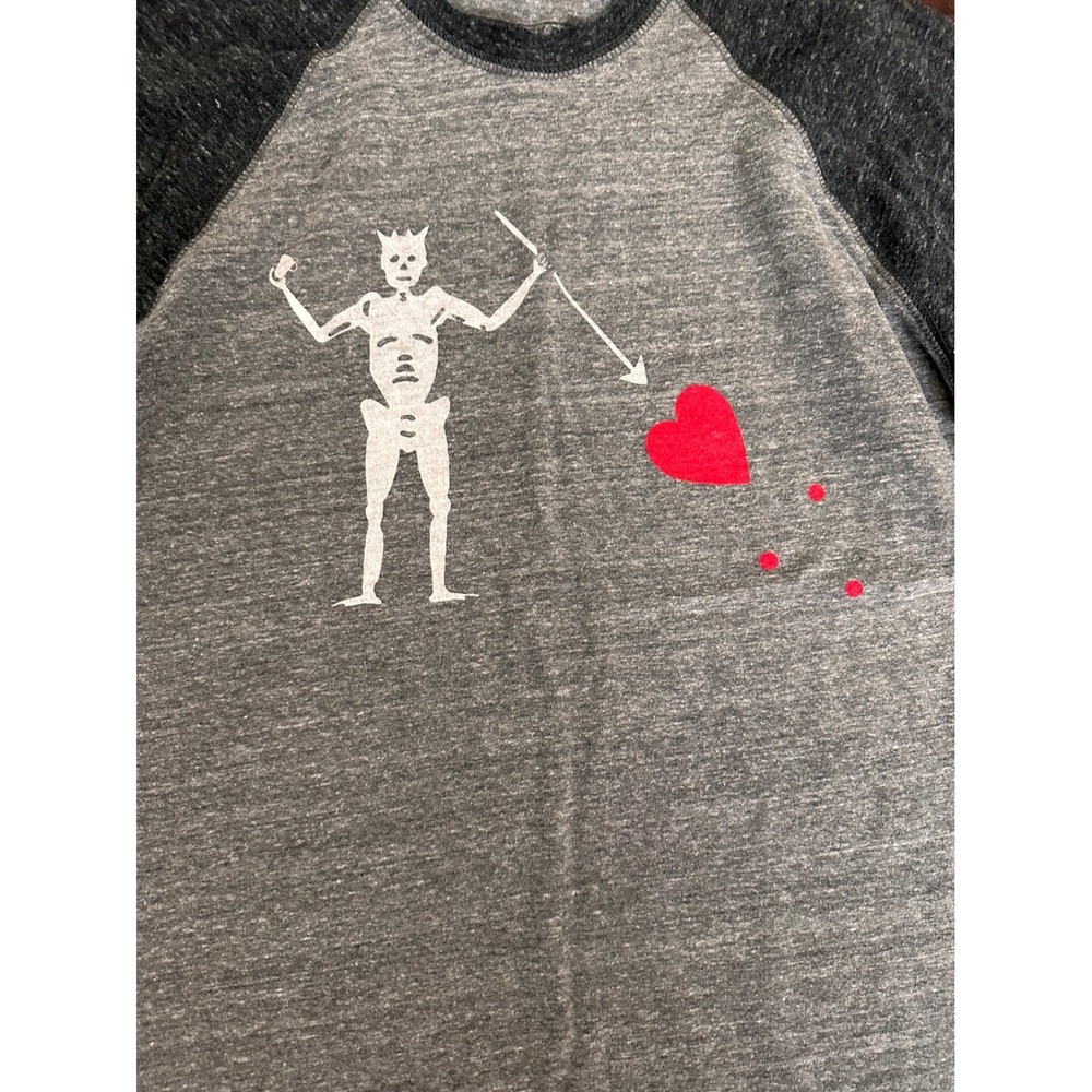 Black Rifle Coffee Company Mens Gray Raglan 3/4 Sleeve Skeleton Heart Shirt L